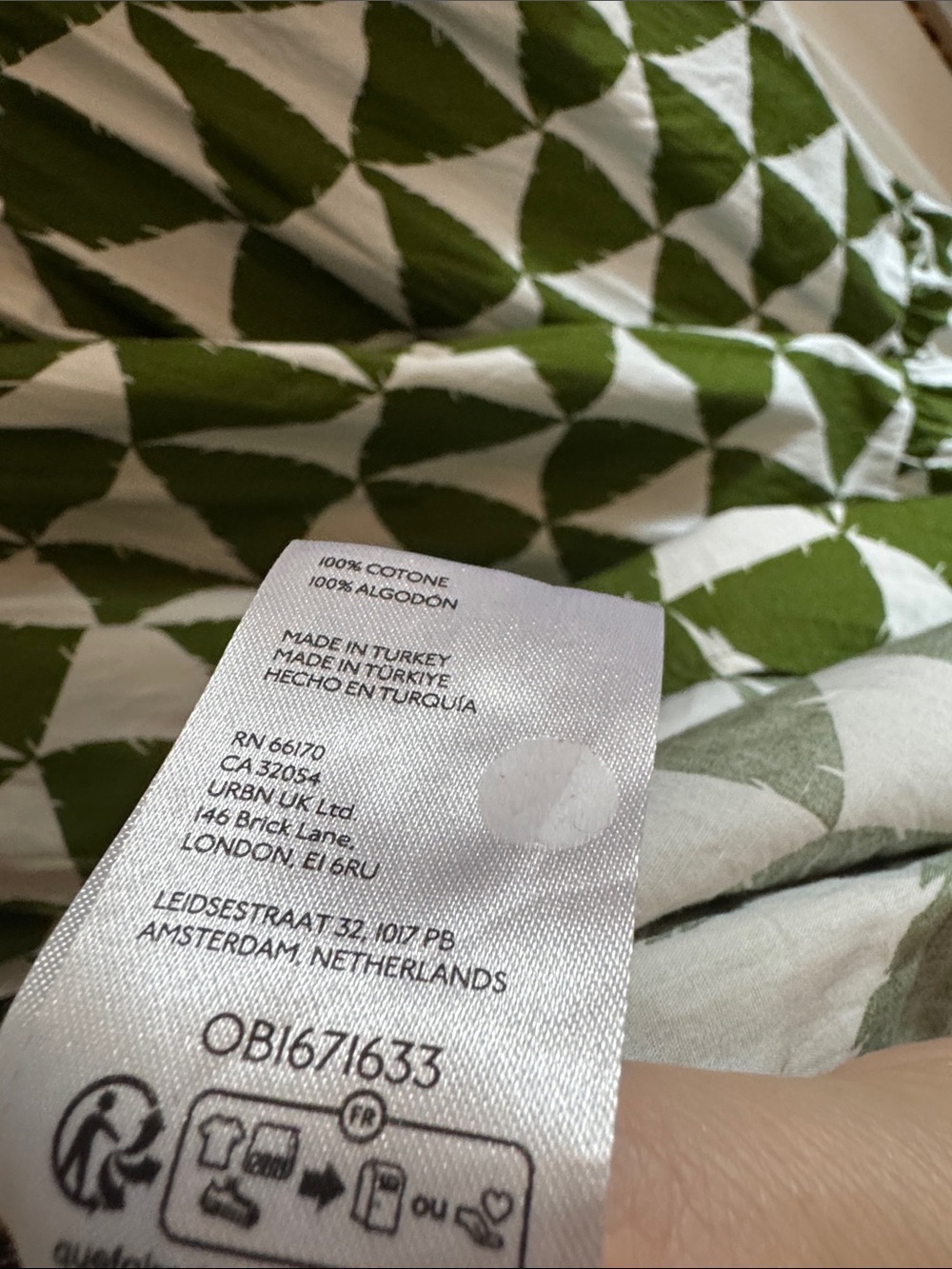 EUC Anthropologie Maeve Bettina Green White Geometric Tiered Shirtdress XL - Picture 7 of 7